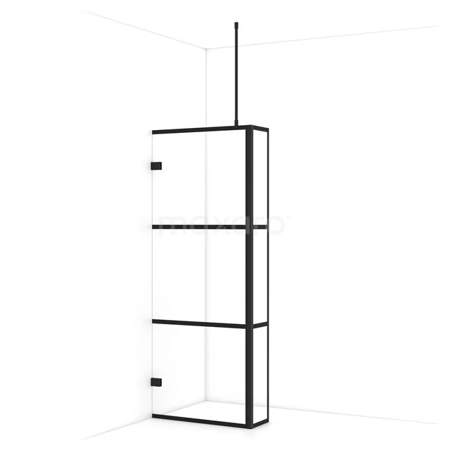 Diamond Walk-in shower | 80 cm Matte black Clear with 4 black stripes Fixed wall with side panel IDC0803728MBN