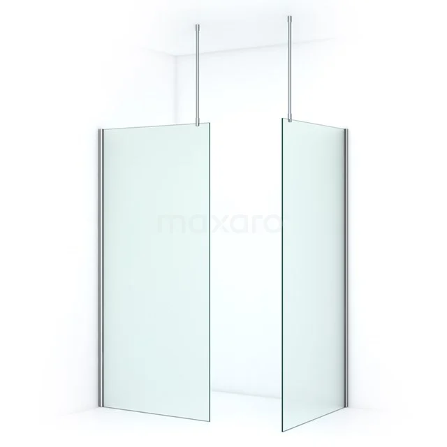 Frosted glass shower screen with aluminium profile, ideal for modern bathrooms and privacy, including ceiling supports.