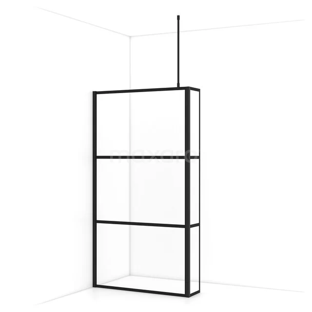 Diamond Inloopdouche | 110 cm Mat zwart Helder met 4 zwarte strepen Vaste wand met zijwand IDC1103718MBN