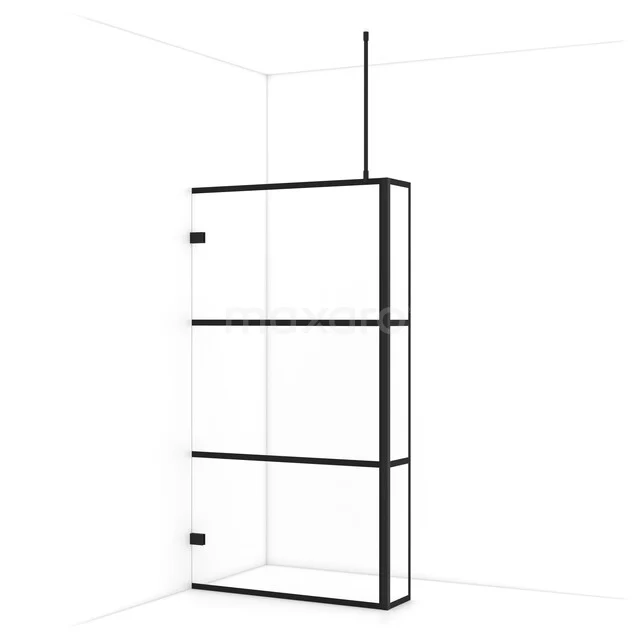 Diamond Inloopdouche | 110 cm Mat zwart Helder met 4 zwarte strepen Vaste wand met zijwand IDC1103728MBN