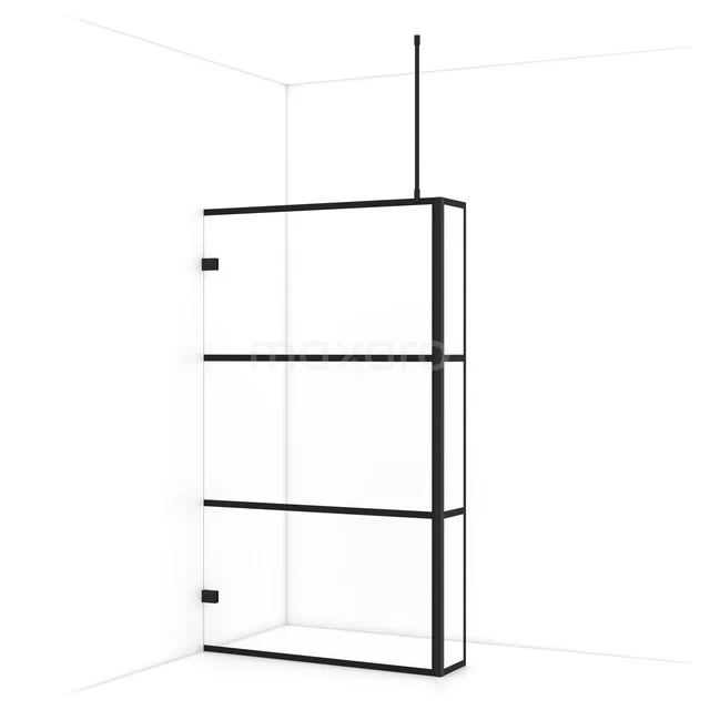 Diamond Inloopdouche | 120 cm Mat zwart Helder met 4 zwarte strepen Vaste wand met zijwand IDC1203728MBN