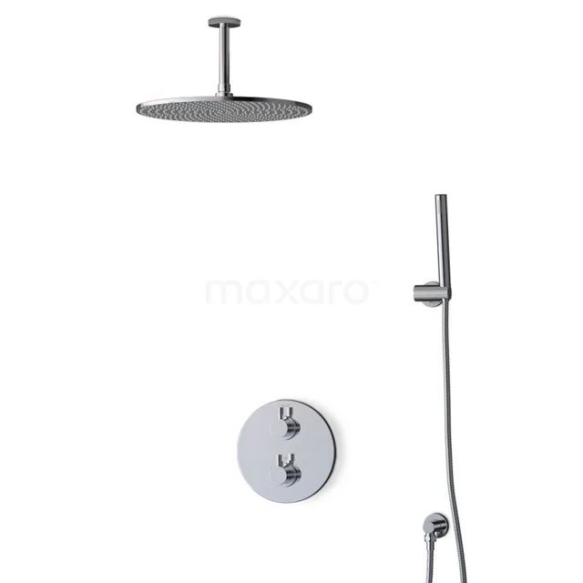 Runde matte schwarze Regendusche-Set mit Unterputz-Armatur und Handbrause, modernes Design aus Edelstahl, ideal für das Badezimmer.