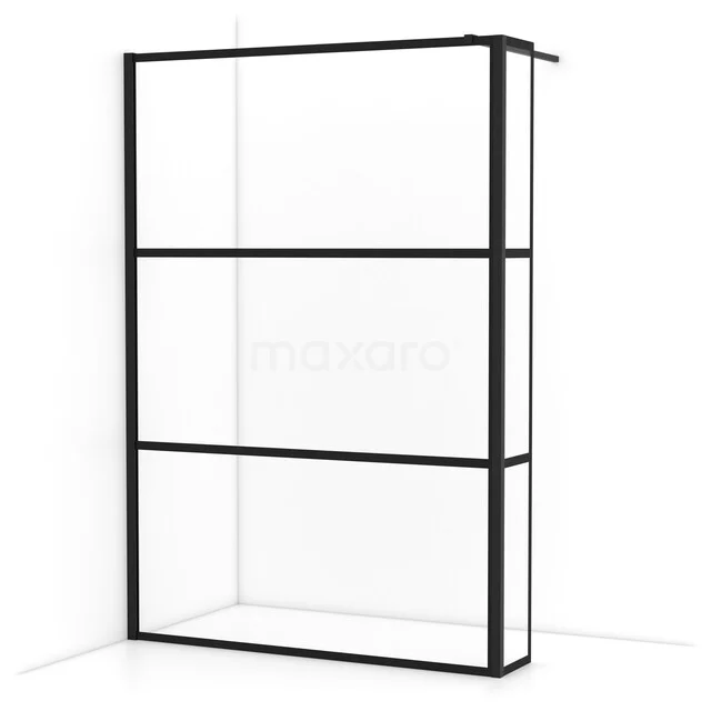 Diamond Inloopdouche | 140 cm Mat zwart Helder met 4 zwarte strepen Vaste wand met zijwand IDC1403118MBN