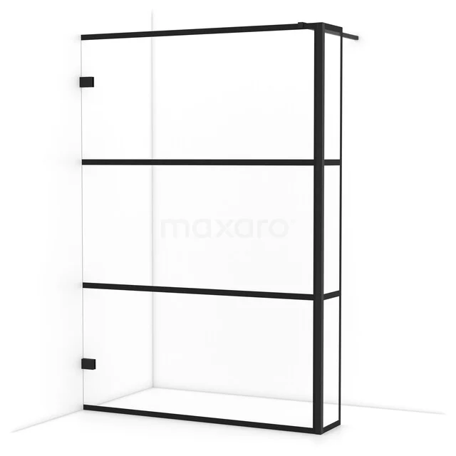 Diamond Inloopdouche | 140 cm Mat zwart Helder met 4 zwarte strepen Vaste wand met zijwand IDC1403128MBN
