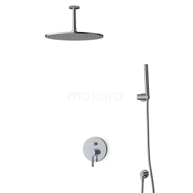 Runde Regendusche und Handbrause Set, Chrom, modernes Design, ideal für ein stilvolles und funktionales Badezimmererlebnis.