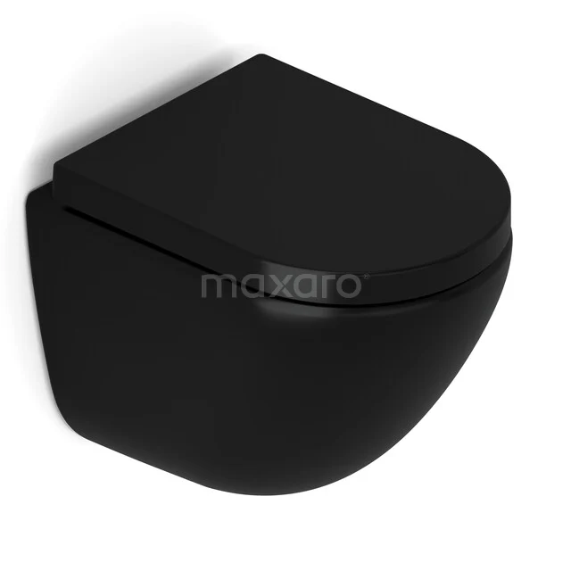 Hangend Toilet zonder Spoelrand Colorato Mat Zwart 300.0377MB