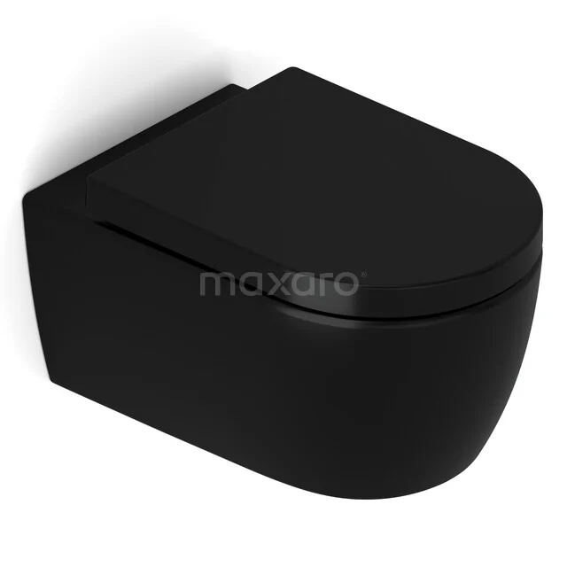 Hangend Toilet zonder Spoelrand Senza Mat zwart 300.0382MB