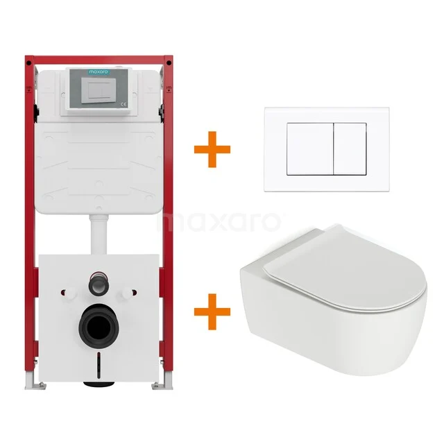 Toilet set Matte white with flush surround + Maxaro Flush concealed cisterns TOI1010