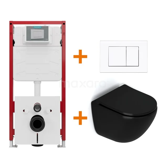 Toilet set Matte black without rim + Maxaro Flush concealed cisterns TOI1033