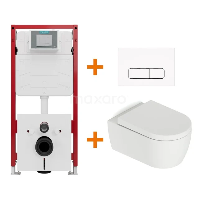 Toilet set Matte white with flush surround + Maxaro Flush concealed cisterns TOI1042 Toilet set Matte white with flush surround + Maxaro Flush concealed cisterns TOI1042