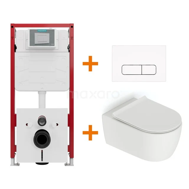 Toilet set Matte white without rim + Maxaro Flush concealed cisterns TOI1047 Toilet set Matte white without rim + Maxaro Flush concealed cisterns TOI1047