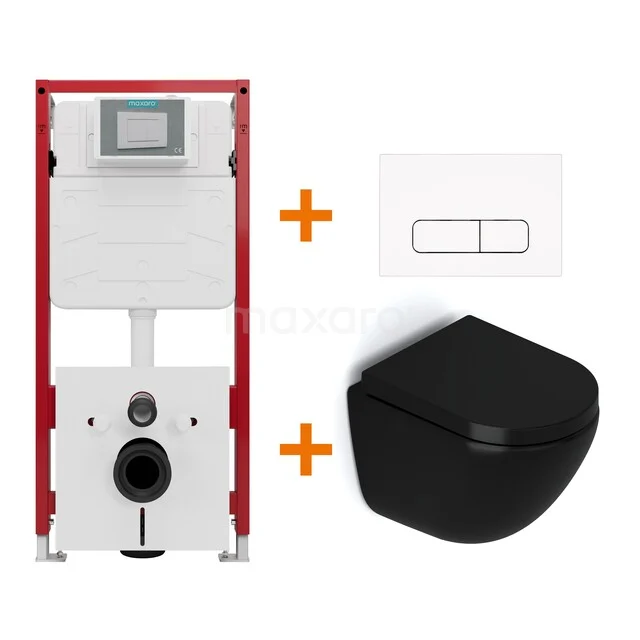 Toilet set Matte black without rim + Maxaro Flush concealed cisterns TOI1065 Toilet set Matte black without rim + Maxaro Flush concealed cisterns TOI1065