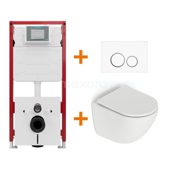 Toiletset Mat wit zonder Spoelrand + Maxaro Flush inbouwreservoir TOI1097