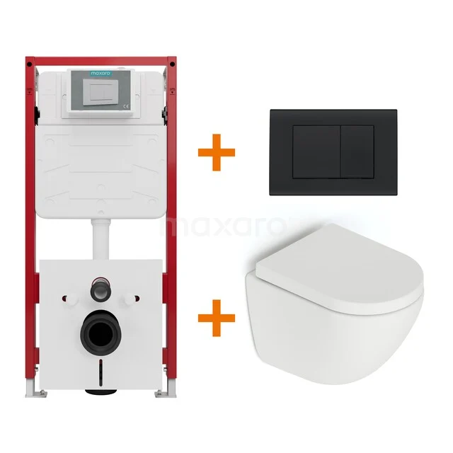 Toiletset Mat wit zonder Spoelrand + Maxaro Flush inbouwreservoir TOI1129