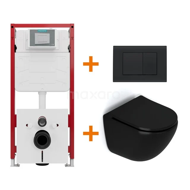 Toilet set Matte black without rim + Maxaro Flush concealed cisterns TOI1132 Toilet set Matte black without rim + Maxaro Flush concealed cisterns TOI1132