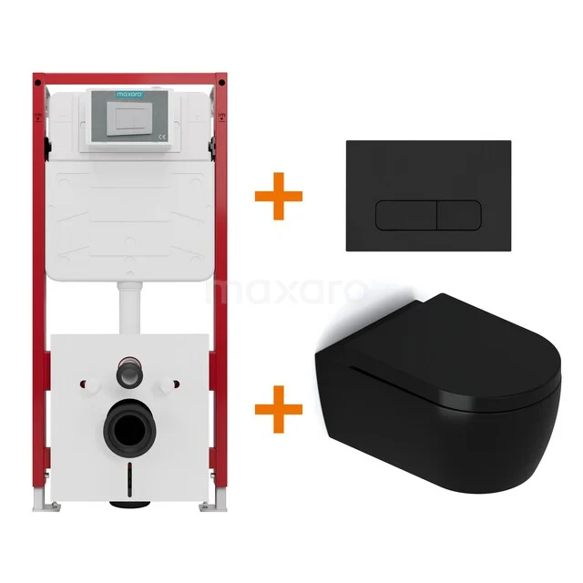 WC-Set Matt Schwarz mit Rand + Maxaro Flush Unterputzspülkasten TOI1149 WC-Set Matt Schwarz mit Rand + Maxaro Flush Unterputzspülkasten TOI1149