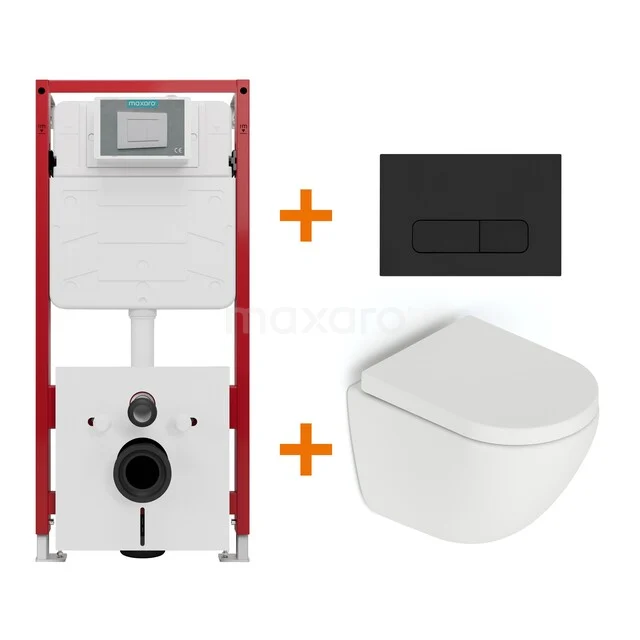 Toilet set Matte white without rim + Maxaro Flush concealed cisterns TOI1162 Toilet set Matte white without rim + Maxaro Flush concealed cisterns TOI1162