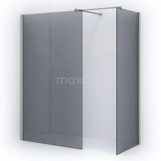 Pearl Walk-in shower | 120x80 cm Chrome Smoke glass 2 fixed walls IPB1208501CN Shower screen made of clear glass with matte black profile, modern walk-in design, perfect for stylish bathroom design.