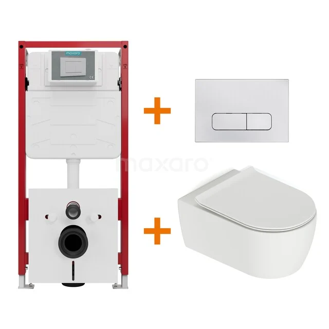 Toilet set Matte white with flush surround + Maxaro Flush concealed cisterns TOI1241