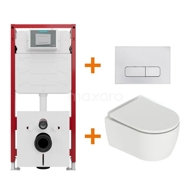 Toilet set Matte white with flush surround + Maxaro Flush concealed cisterns TOI1243