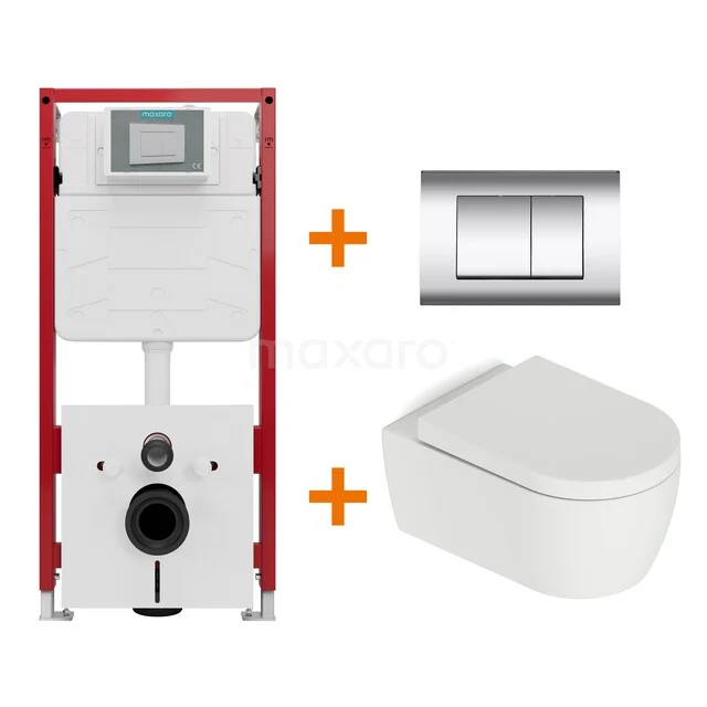 Toilet set Matte white with flush surround + Maxaro Flush concealed cisterns TOI1306 Toilet set Matte white with flush surround + Maxaro Flush concealed cisterns TOI1306