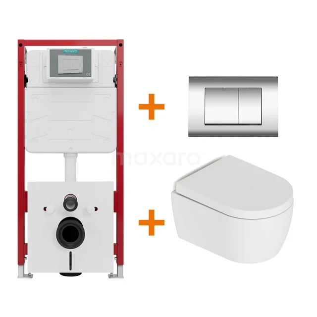 Toilet set Matte white with flush surround + Maxaro Flush concealed cisterns TOI1308 Toilet set Matte white with flush surround + Maxaro Flush concealed cisterns TOI1308