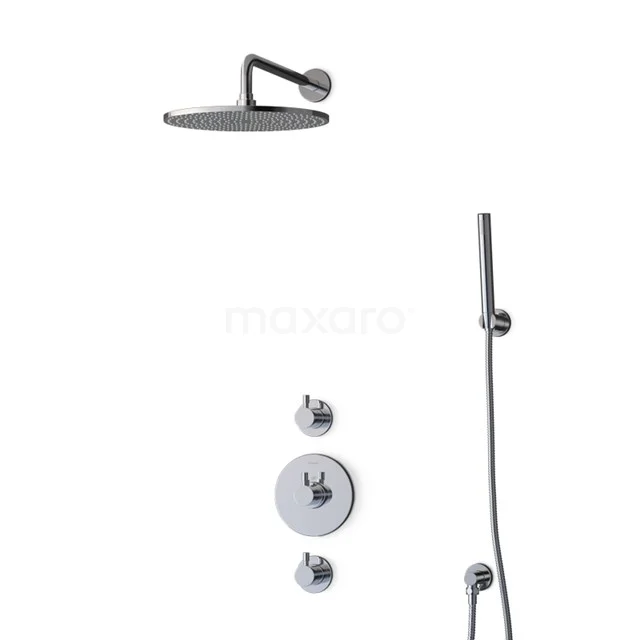 Radius Rain shower Built-in | Chrome 30 cm Rain shower Thermostatic BIC55-00155 Rain shower set matte black; complete with handheld shower, thermostatic mixer and modern bathroom design.