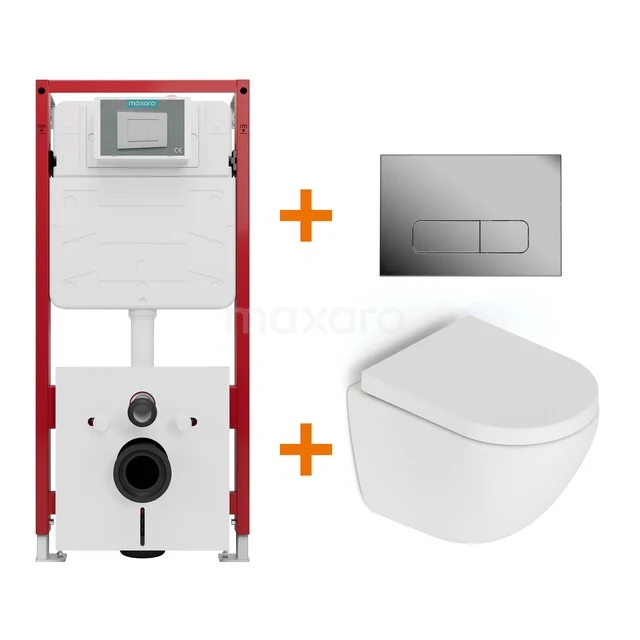 WC-Set Matt Weiß ohne Rand + Unterputzspülkasten Maxaro Flush TOI1360