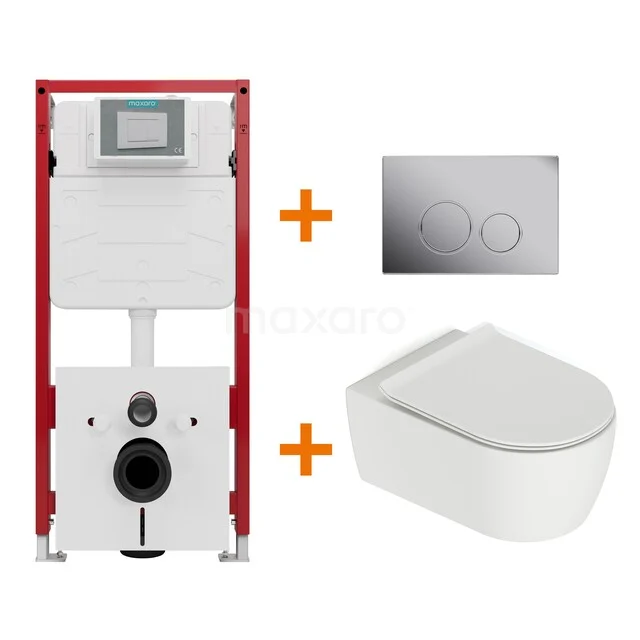 Toilet set Matte white with flush surround + Maxaro Flush concealed cisterns TOI1373