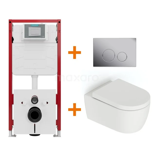 Toilet set Matte white without rim + Maxaro Flush concealed cisterns TOI1376
