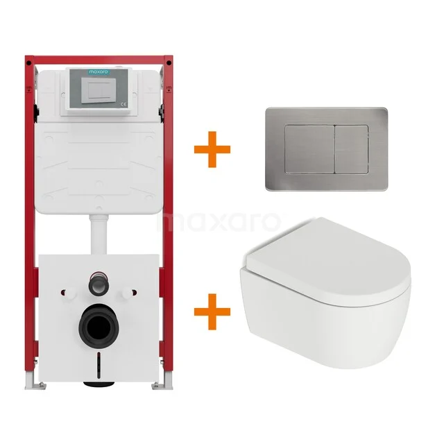 WC-Set Matt Weiß mit Spülrand + Maxaro Flush Unterputzspülkasten TOI1440
