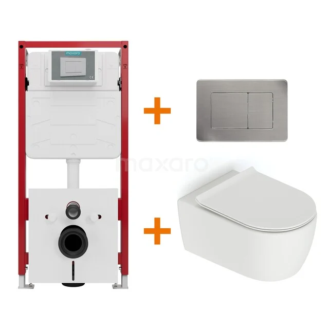 Toilet set Matte white without rim + Maxaro Flush concealed cisterns TOI1443 Toilet set Matte white without rim + Maxaro Flush concealed cisterns TOI1443
