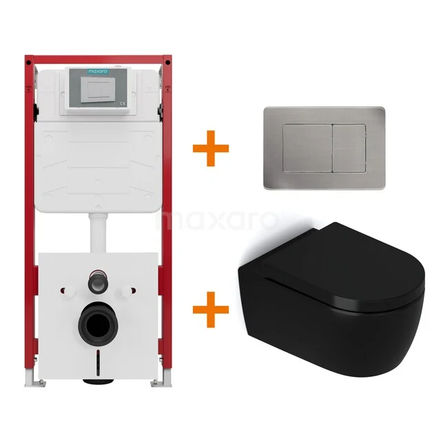 Toilet set Matte black without rim + Maxaro Flush concealed cisterns TOI1450 Toilet set Matte black without rim + Maxaro Flush concealed cisterns TOI1450