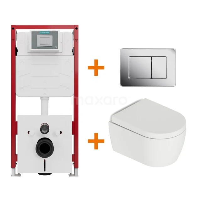 Toilet set Matte white with flush surround + Maxaro Flush concealed cisterns TOI1473