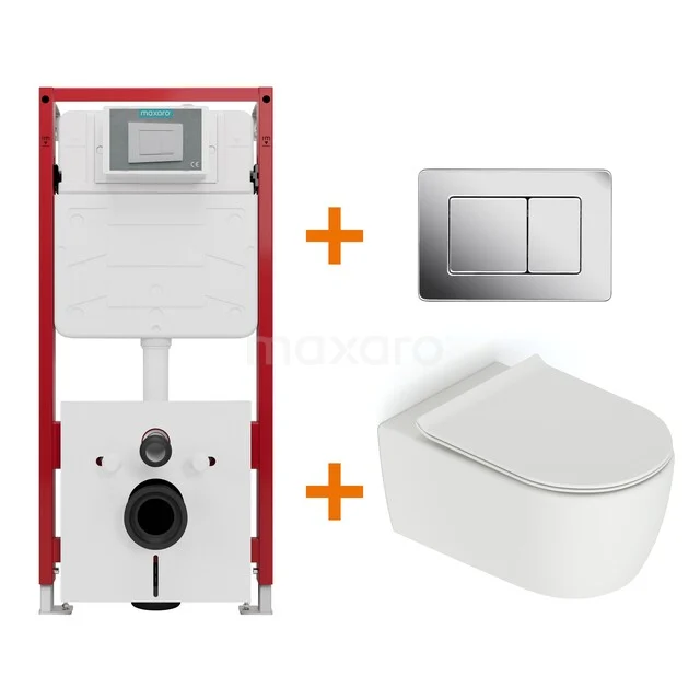 Toilet set Matte white without rim + Maxaro Flush concealed cisterns TOI1476 Toilet set Matte white without rim + Maxaro Flush concealed cisterns TOI1476