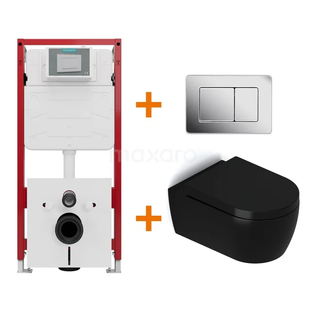 WC-Set Matt Schwarz mit Rand + Maxaro Flush Unterputzspülkasten TOI1479 WC-Set Matt Schwarz mit Rand + Maxaro Flush Unterputzspülkasten TOI1479