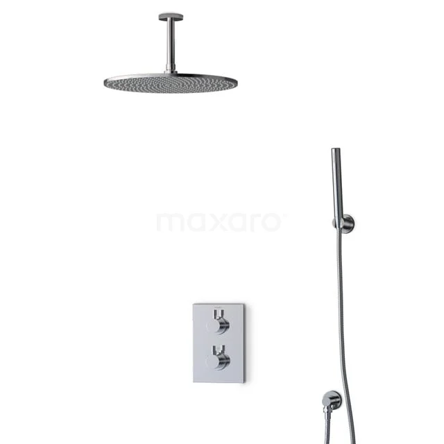Matt Schwarz Regendusche Set mit Handbrause und Einbau-Thermostat, modernes Design für luxuriöses Badezimmer.