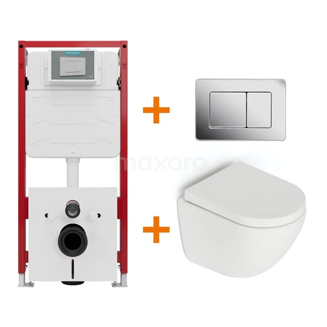 Toiletset Mat wit zonder Spoelrand + Maxaro Flush inbouwreservoir TOI1492