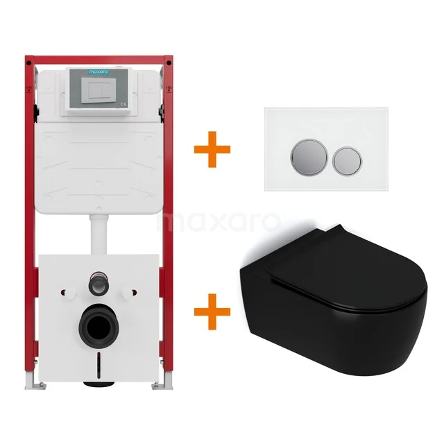 Toilet set Matte black with rim + Maxaro Flush concealed cisterns TOI1513 Toilet set Matte black with rim + Maxaro Flush concealed cisterns TOI1513