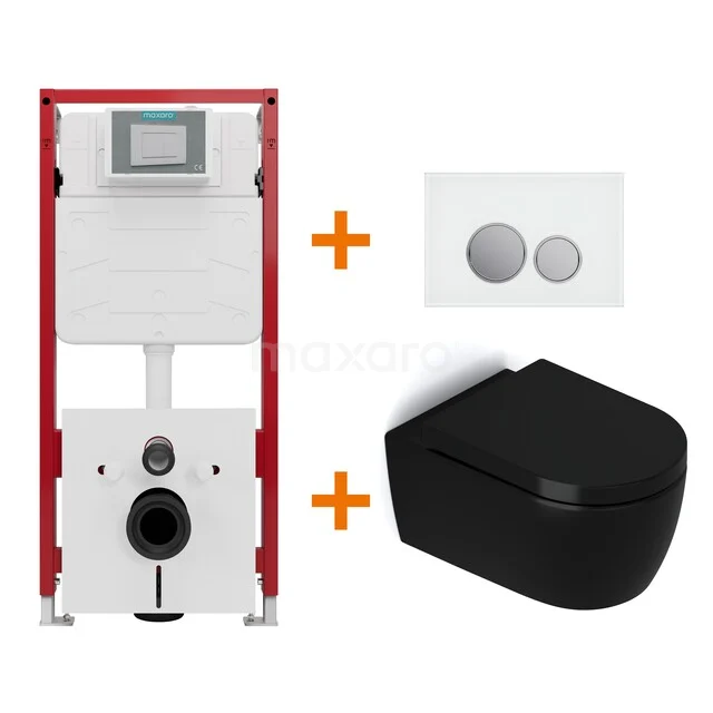 Toilet set Matte black without rim + Maxaro Flush concealed cisterns TOI1516 Toilet set Matte black without rim + Maxaro Flush concealed cisterns TOI1516