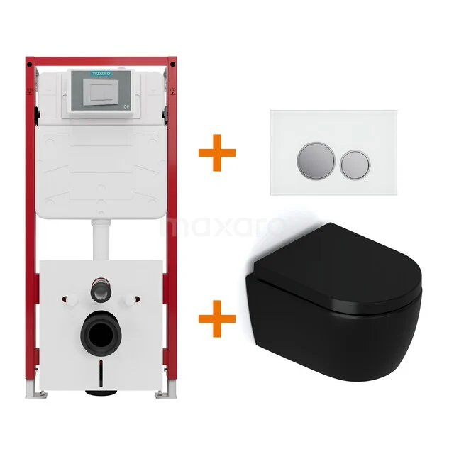 Toilet set Matte black without rim + Maxaro Flush concealed cisterns TOI1518 Toilet set Matte black without rim + Maxaro Flush concealed cisterns TOI1518