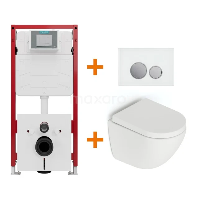 Toilet set Matte white without rim + Maxaro Flush concealed cisterns TOI1525 Toilet set Matte white without rim + Maxaro Flush concealed cisterns TOI1525
