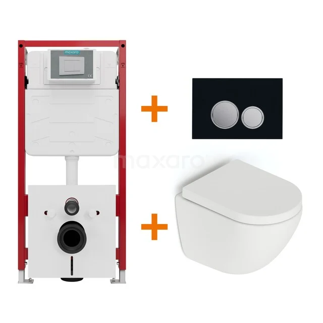 WC-Set Matt Weiß ohne Rand + Unterputzspülkasten Maxaro Flush TOI1558