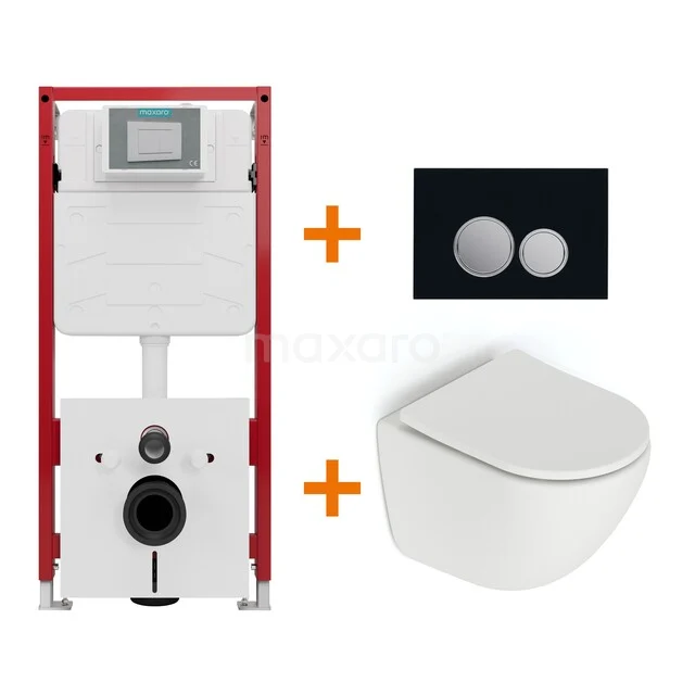 Toiletset Mat wit zonder Spoelrand + Maxaro Flush inbouwreservoir TOI1559