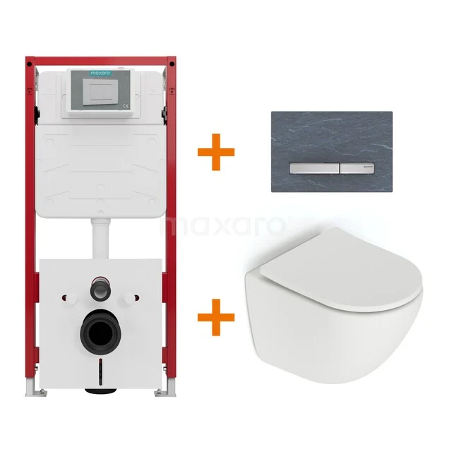 Toiletset Mat wit zonder Spoelrand + Maxaro Flush inbouwreservoir TOI1625