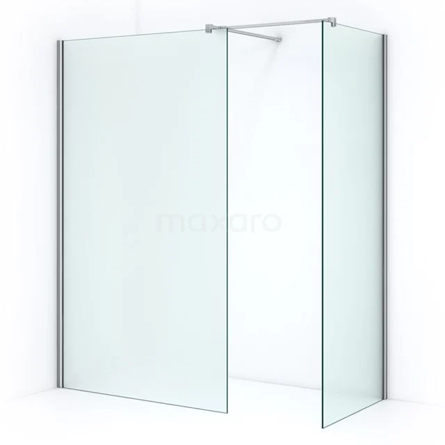Glass shower screen with aluminium profiles, transparent design, ideal for a modern bathroom layout.