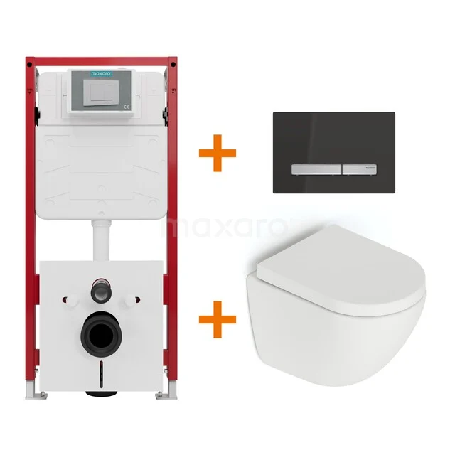 Toiletset Mat wit zonder Spoelrand + Maxaro Flush inbouwreservoir TOI1657