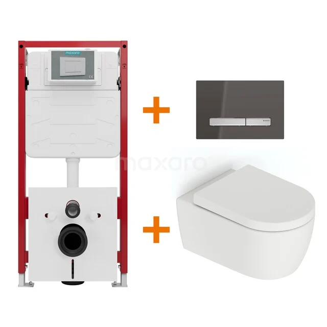 Toiletset Mat wit zonder Spoelrand + Maxaro Flush inbouwreservoir TOI1673 Toiletset Mat wit zonder Spoelrand + Maxaro Flush inbouwreservoir TOI1673