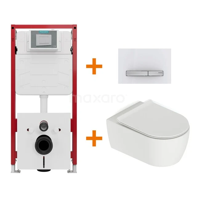 WC-Set Matt Weiß mit Spülrand + Maxaro Flush Unterputzspülkasten TOI1703 WC-Set Matt Weiß mit Spülrand + Maxaro Flush Unterputzspülkasten TOI1703