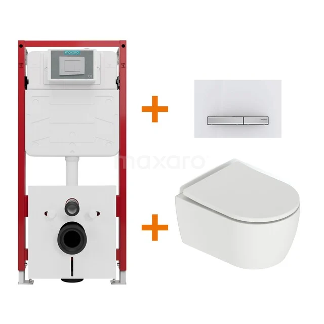 WC-Set Matt Weiß mit Spülrand + Maxaro Flush Unterputzspülkasten TOI1705 WC-Set Matt Weiß mit Spülrand + Maxaro Flush Unterputzspülkasten TOI1705